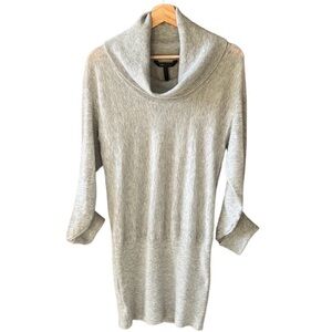 BCBG Maxazaria 100% Cashmere Heather Gray Cowl Neck Sweater sz M